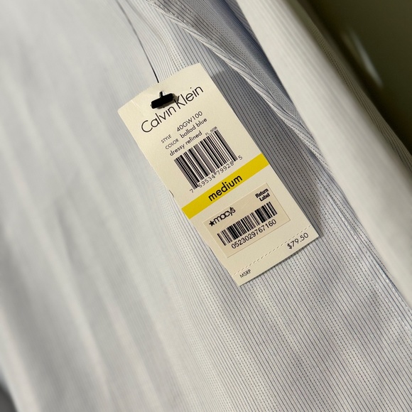 Calvin Klein Non-Iron Shirt M - Ballad Blue Delicate Stripe w/ Original Tags - Picture 8 of 11